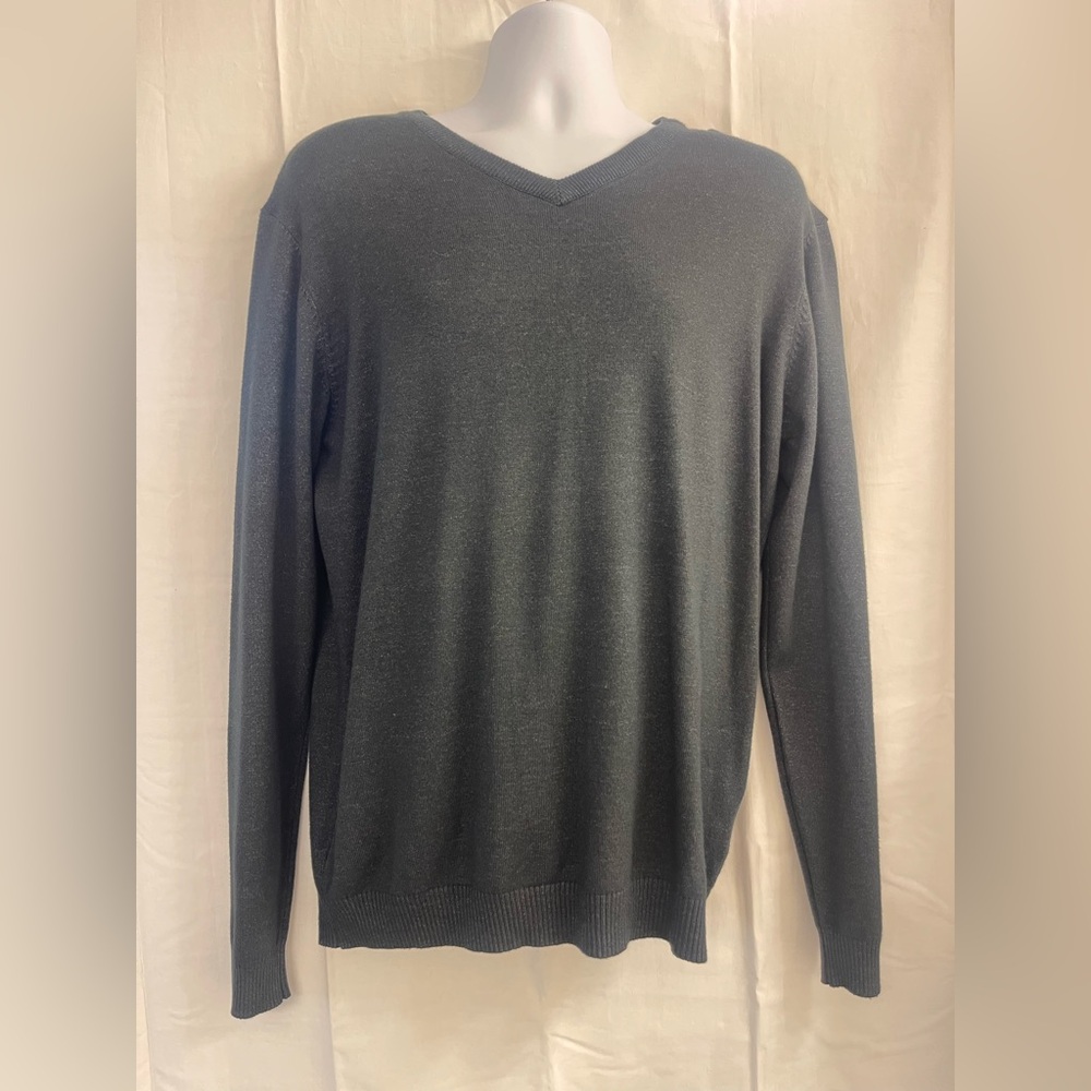 Elegant V-Neck Sweater for Men - Charcoal Gray